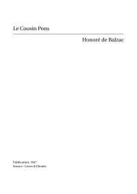 Honoré de Balzac — Le Cousin Pons