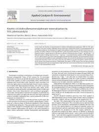 Montserrat Sanchez — Kinetics of dodecylbenzenesulphonate mineralisation by TiO2 photocatalysis