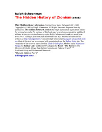 Schoenman — The Hidden History of Zionism (1988)