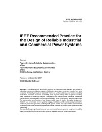 Industry Applications Society — IEEE Std 493-197, IEEE Recommended Practice for the Design of Reliable Industrial and Commercial Power Systems