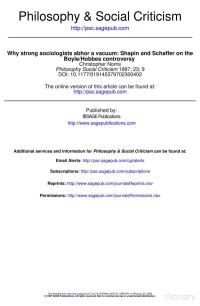 Why Strong Sociologists Abhor A Vacuum [Shapin And Schaffer On The Boyle-Hobbes Controversy] — Why Strong Sociologists Abhor A Vacuum [Shapin And Schaffer On The Boyle-Hobbes Controversy]