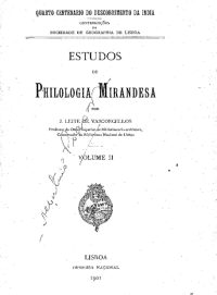 J. Leite de Vasconcellos — Estudos de philologia mirandesa: volume II