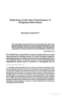 Michael Burawoy — Reflections On The Class Consciousness Of Hungarian Steelworkers