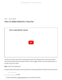 Tezumi — How to Make Matcha — Usucha