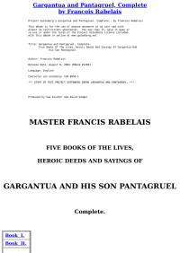 François Rabelais — Gargantua and Pantagruel