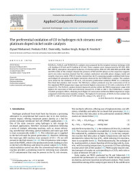 Venkata D.B.C. Dasireddy & Sooboo Singh & Holger B. Friedrich — The preferential oxidation of CO in hydrogen rich streams over platinum doped nickel oxide catalysts