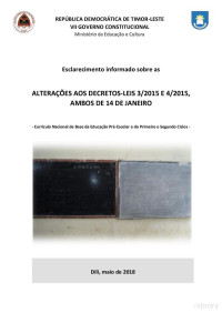 Gabinete da Vice-Ministra da Educação e Cultura, Lurdes Bessa — Esclarecimento informado sobre as alterações aos Decretos-Leis 3/2015 e 4/2015, ambos de 14 de janeiro - Currículo Nacional de Base da Educação Pré-Escolar e do Primeiro e Segundo Ciclos