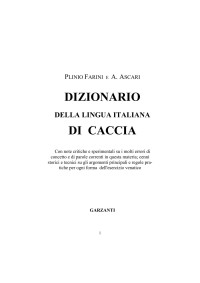 Plinio Farini, A. Ascari — Dizionario della lingua italiana di caccia