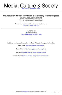 Production Of Belief [Contribution To An Economy Of Symbolic Goods] — Production Of Belief [Contribution To An Economy Of Symbolic Goods]