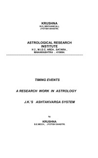 Jyotish — Jyotish_Jugalkalani Krushna_Timing of Events_A Research Work in Astrology with Krushna Ashtakvarga System