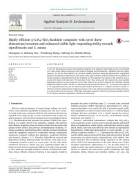 Chunquan Li & Zhiming Sun & Wanzhong Zhang & Caihong Yu & Shuilin Zheng — Highly efficient g-C3N4/TiO2/kaolinite composite with novel three-dimensional structure and enhanced visible light responding ability towards ciprofloxacin and S. aureus