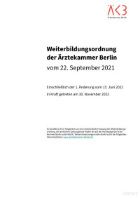 unknown — Berlin medical association Weiterbildungsordnung der Ärztekammer Berlin