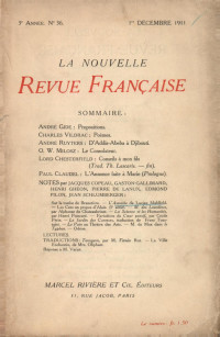 Collectifs — La Nouvelle Revue Française N' 36 (Décembre 1911)