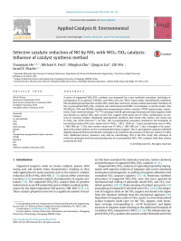 Yuanyuan He & Michael E. Ford & Minghui Zhu & Qingcai Liu & Zili Wu & Israel E. Wachs — Selective catalytic reduction of NO by NH3 with WO3-TiO2 catalysts: Influence of catalyst synthesis method