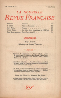 Unknown — La Nouvelle Revue Française N' 215 (Aoűt 1931)