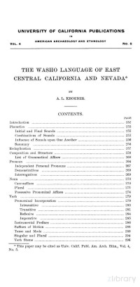 Kroeber — Washo Language of East Central California and Nevada (1907)
