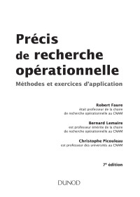 Robert Faure, Bernard Lemaire, Christophe Picouleau — Précis de recherche opérationnelle