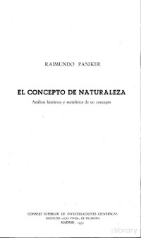 Raimundo Paniker — El Concepto de Naturaleza