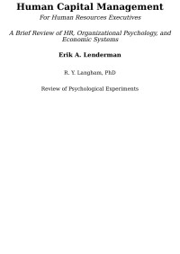 Erik A. Lenderman — Human Capital Management