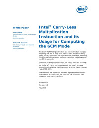 Intel Corporation — Intel(R) Carry-Less Multiplication Instruction and its Usage for Computing the GCM Mode White Paper