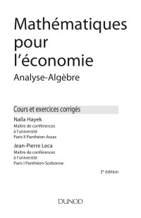 Naila Hayek, Jean-Pierre Leca — Mathematiques pour l'economie