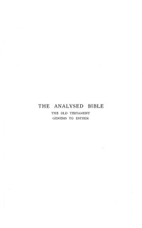 G. Campbell Morgan; — The Analyzed Bible, Volume 1