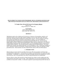 Doug & Lisa Bates — DEVELOPMENT OF PASSIVATED PYROPHORIC METAL POWDERS (HAFNIUM AND ZIRCONIUM) WITH REDUCED ELECTROSTATIC DISCHARGE (ESD) SENSITIVITY