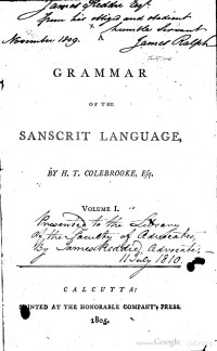 H. T. Colebrooke — Grammar of the Sanskrit Language