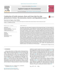 Sergi Garcia-Segura & Enric Brillas — Combustion of textile monoazo, diazo and triazo dyes by solar photoelectro-Fenton: Decolorization, kinetics and degradation routes