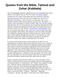 Unknown — Quotes from the Bible, Talmud and Zohar