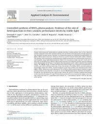 Osmando F. Lopes & Kele T.G. Carvalho & André E. Nogueira & Waldir Avansi Jr. & Caue Ribeiro — Controlled synthesis of BiVO4 photocatalysts: Evidence of the role of heterojunctions in their catalytic performance driven by visible-light