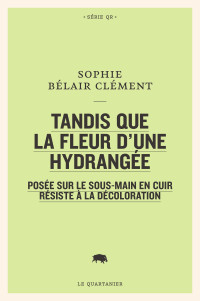 Sophie Bélair Clément — Tandis que la fleur d’une hydrangée posée sur le sous-main en cuir résiste à la décoloration