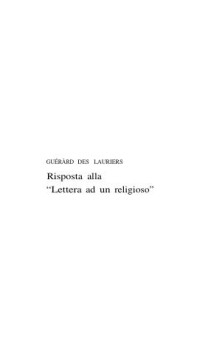 Guérard des Lauriers, O.P. — Postfazione: Risposta alla "Lettera ad un religioso"