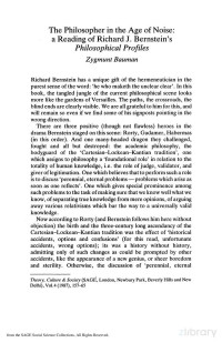 Phlosopher In The Age Of Noise [A Reading Of Richard J. Bernstein's 'Philosophical Profiles'] — Phlosopher In The Age Of Noise [A Reading Of Richard J. Bernstein's 'Philosophical Profiles']