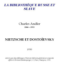 Charles Andler — Nietzsche et Dostoïevski