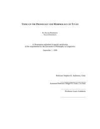 K. David Harrison — Topics in the Phonology and Morphology of Tuvan, PhD Dissertation 2000