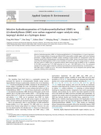 Yung Wei Hsiao — Selective hydrodeoxygenation of 5-hydroxymethylfurfural (HMF) to 2,5-dimethylfuran (DMF) over carbon supported copper catalysts using isopropyl alcohol as a hydrogen donor