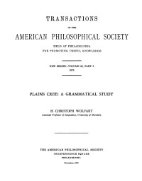 Hans Cristoph Wolfart — Plains Cree: A Grammatical Study