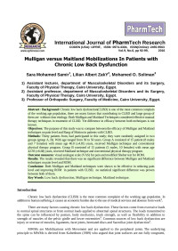 Sara Mohamed Samir — Mulligan Versus Maitland Mobilizations On Patients With Chronic Low Back Dysfunction