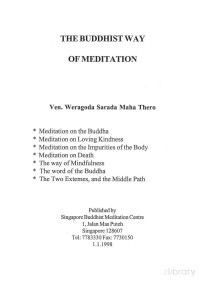 Ven Weragoda Sarado Thera — The Buddhist way of Meditation