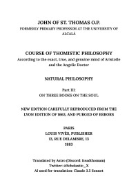 John of St Thomas — Cursus Philosophicus, Volume III