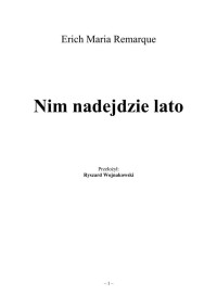 Nim nadejdzie lato — Remarque Erich Maria