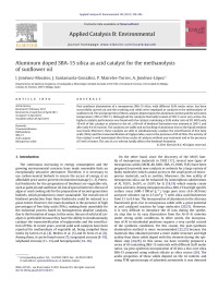 I. JimÃ©nez-Morales — Aluminum doped SBA-15 silica as acid catalyst for the methanolysis of sunflower oil