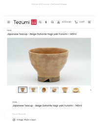 Tezumi — Japanese Teacup — Beige Gohonte Hagi-yaki Yunomi 140ml