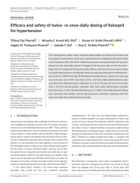 Unknown — Efficacy and safety of twice‐ vs once‐daily dosing of lisinopril for hypertension