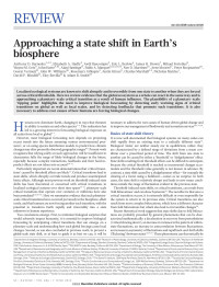 Anthony D. Barnosky, Elizabeth A. Hadly, Jordi Bascompte, Eric L. Berlow, James H. Brown, Mikael Fortelius, Wayne M. Getz, John Harte, Alan Hastings, Pablo A. Marquet, et. al. — Approaching a State Shift in Earth's Biosphere