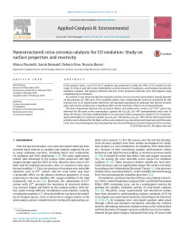 Marco Piumetti & Samir Bensaid & Debora Fino & Nunzio Russo — Nanostructured ceria-zirconia catalysts for CO oxidation: Study on surface properties and reactivity