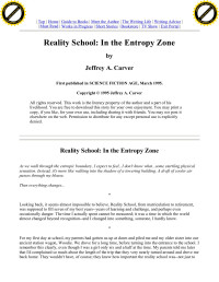 Reality School in the Entropy Zone — Carver, Jeffrey A