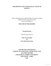 Kumar — Jarawa, Descriptive and Typological Study of