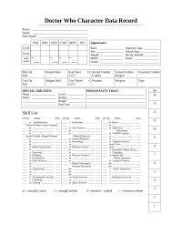 Michael P Bledsoe — Doctor Who Role Playing Game - Character Sheet